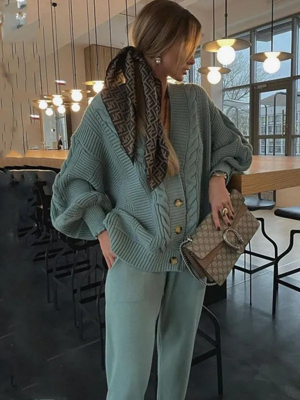 Lounge Knit Cardigan and Pencil Pants for Women