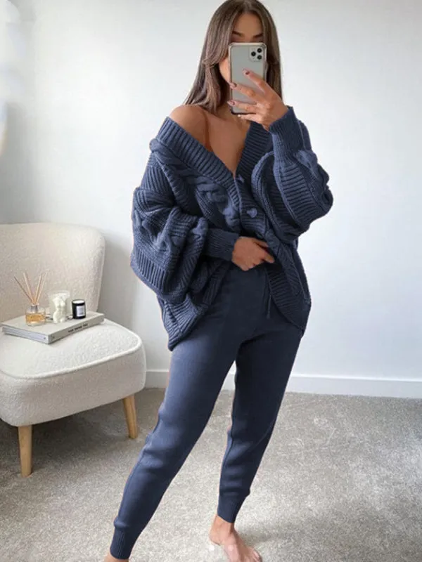 Lounge Knit Cardigan and Pencil Pants for Women