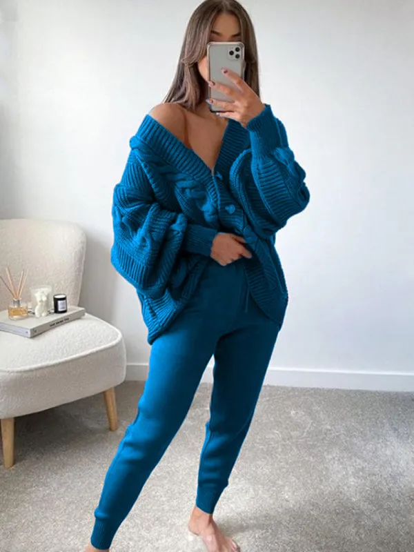 Lounge Knit Cardigan and Pencil Pants for Women