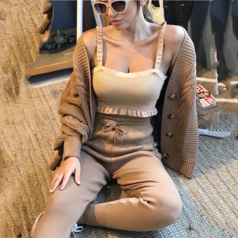 Lounge Knit Cardigan and Pencil Pants for Women