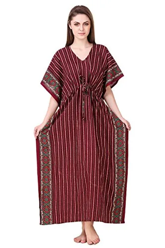 Masha Women's Cotton Printed Maxi Nighty (Purple, Free Size)