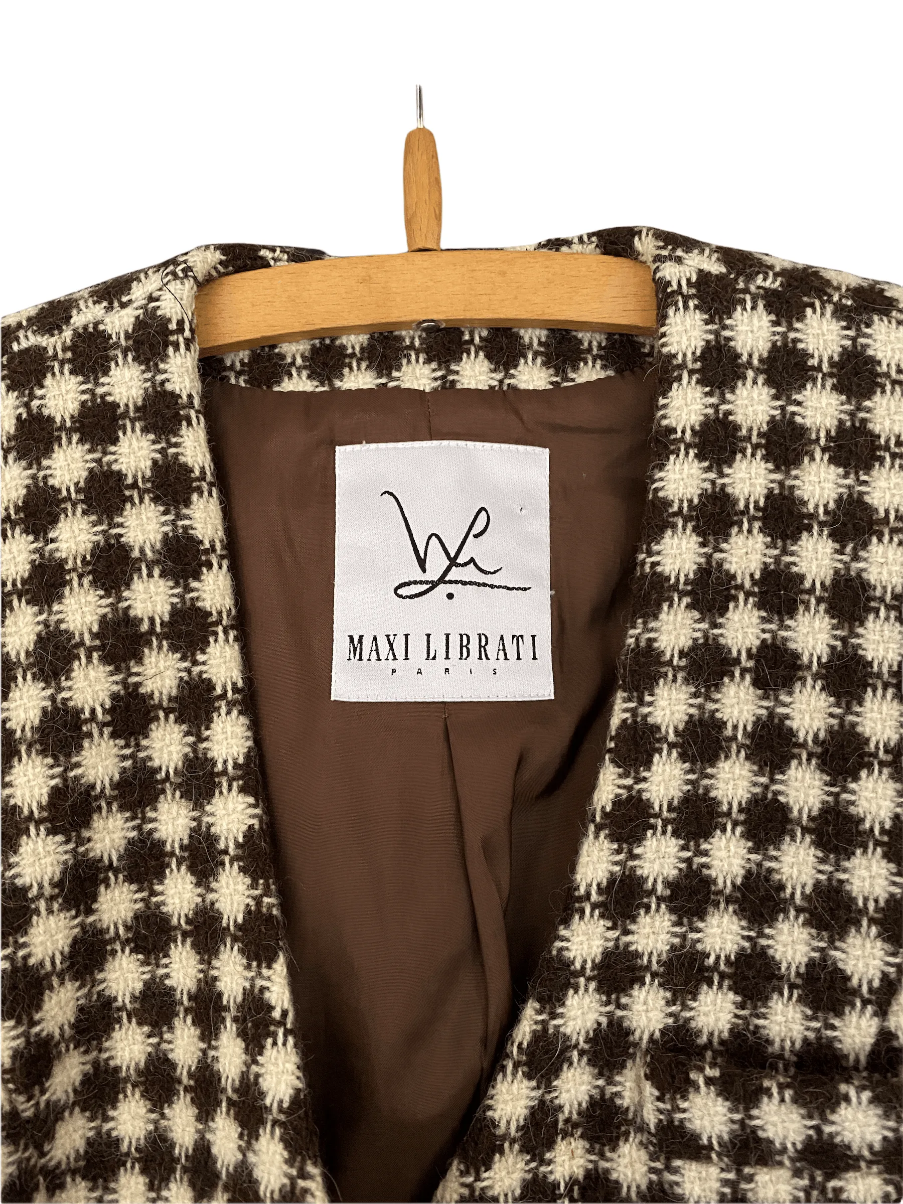 Max Librati Bolero Jacket Wool Alpaca Mix Brown and Cream UK Size 14