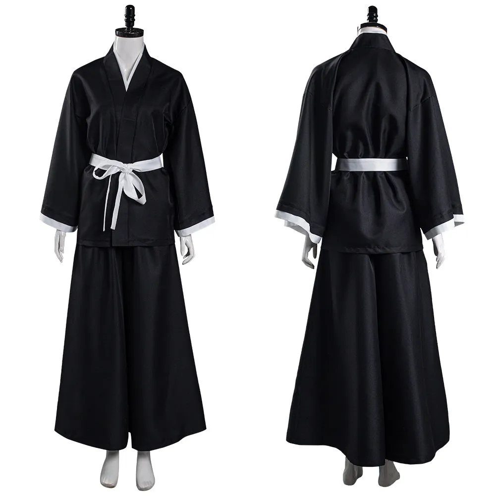 Men Black Japanese Kimono Outfits Halloween Carnival Suit Cosplay Costume