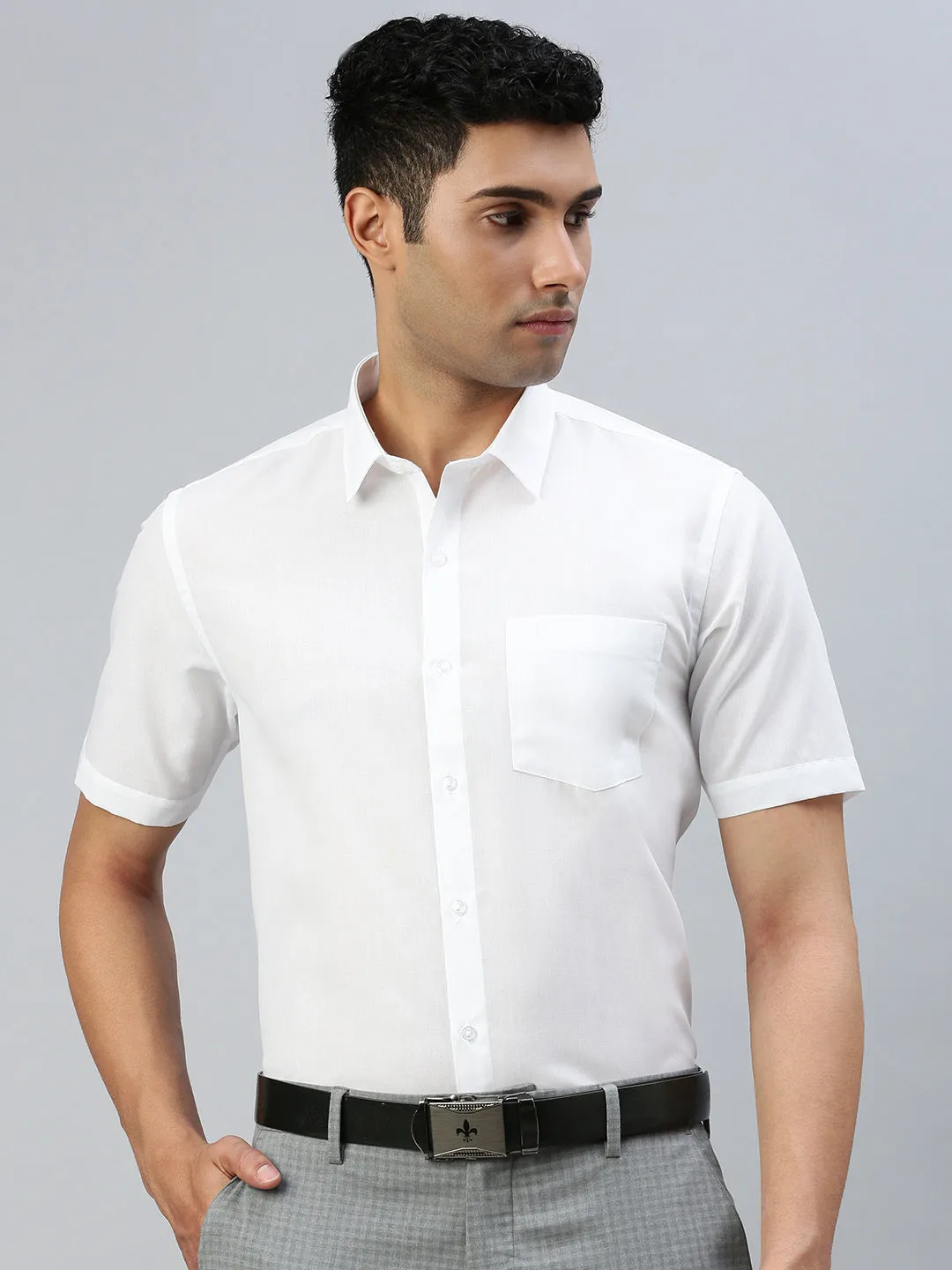 Men Cotton Rich White Shirt_Minister Plus Size