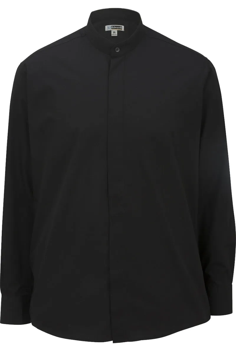 Men's Banded Collar Broadcloth Shirt - Black