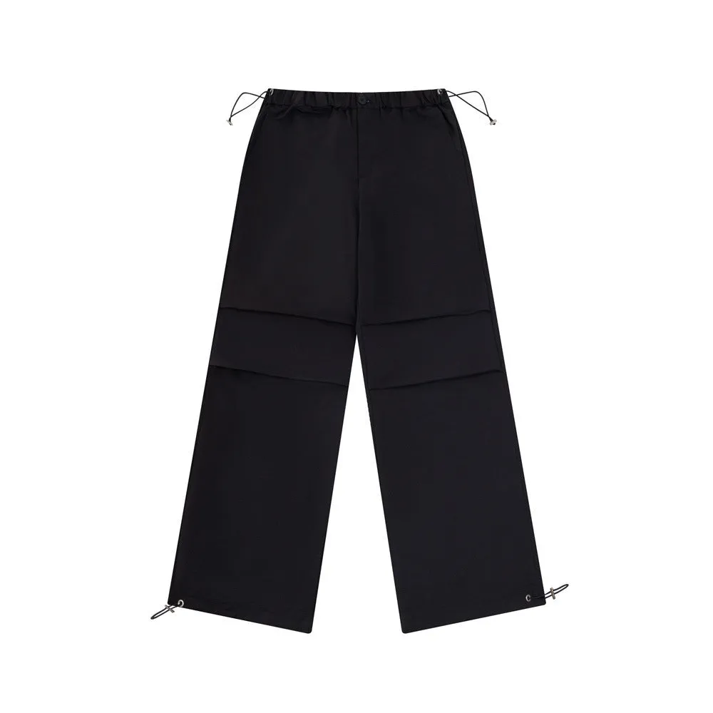 Men's Casual Drawstring Straight Loose Wide-leg Pants