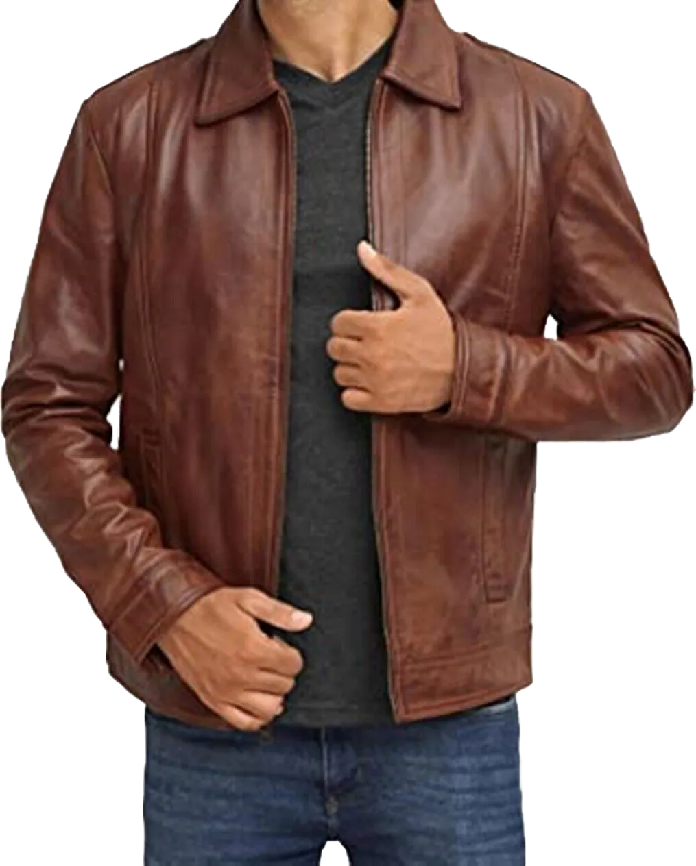 Mens Waxed Brown Leather Jacket Men Real Lambskin Leather Jacket | Mens Waxed Brown Lambskin Leather Jacket