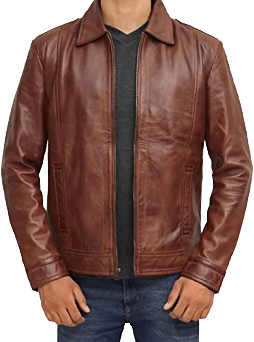 Mens Waxed Brown Leather Jacket Men Real Lambskin Leather Jacket | Mens Waxed Brown Lambskin Leather Jacket