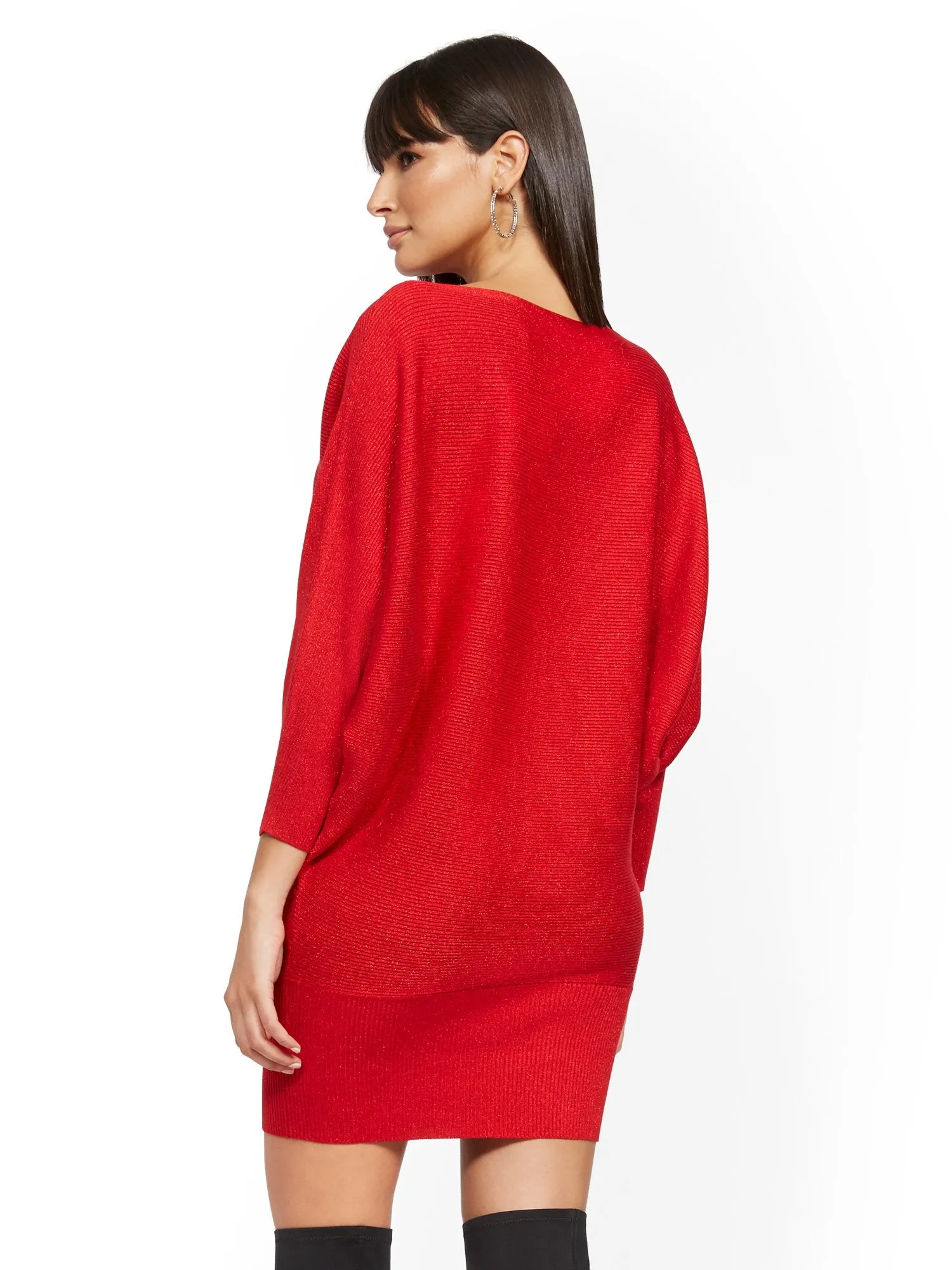 Metallic Dolman Sweater Dress