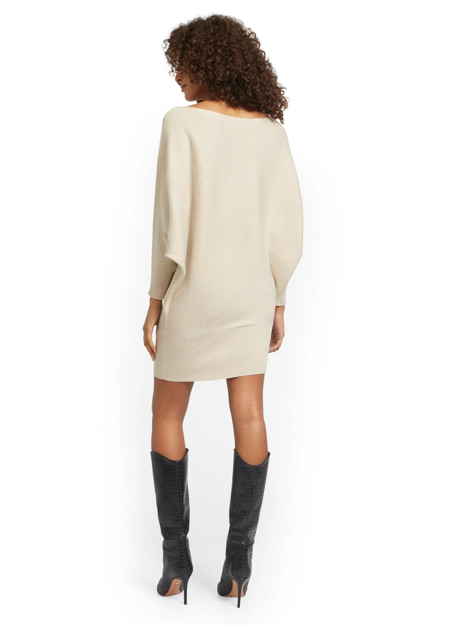 Metallic Dolman Sweater Dress