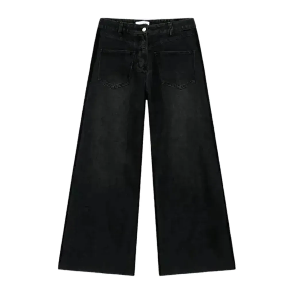 Mid rise sanded baggy men's jeans