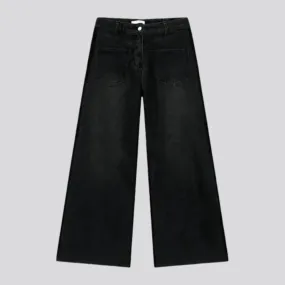 Mid rise sanded baggy men's jeans