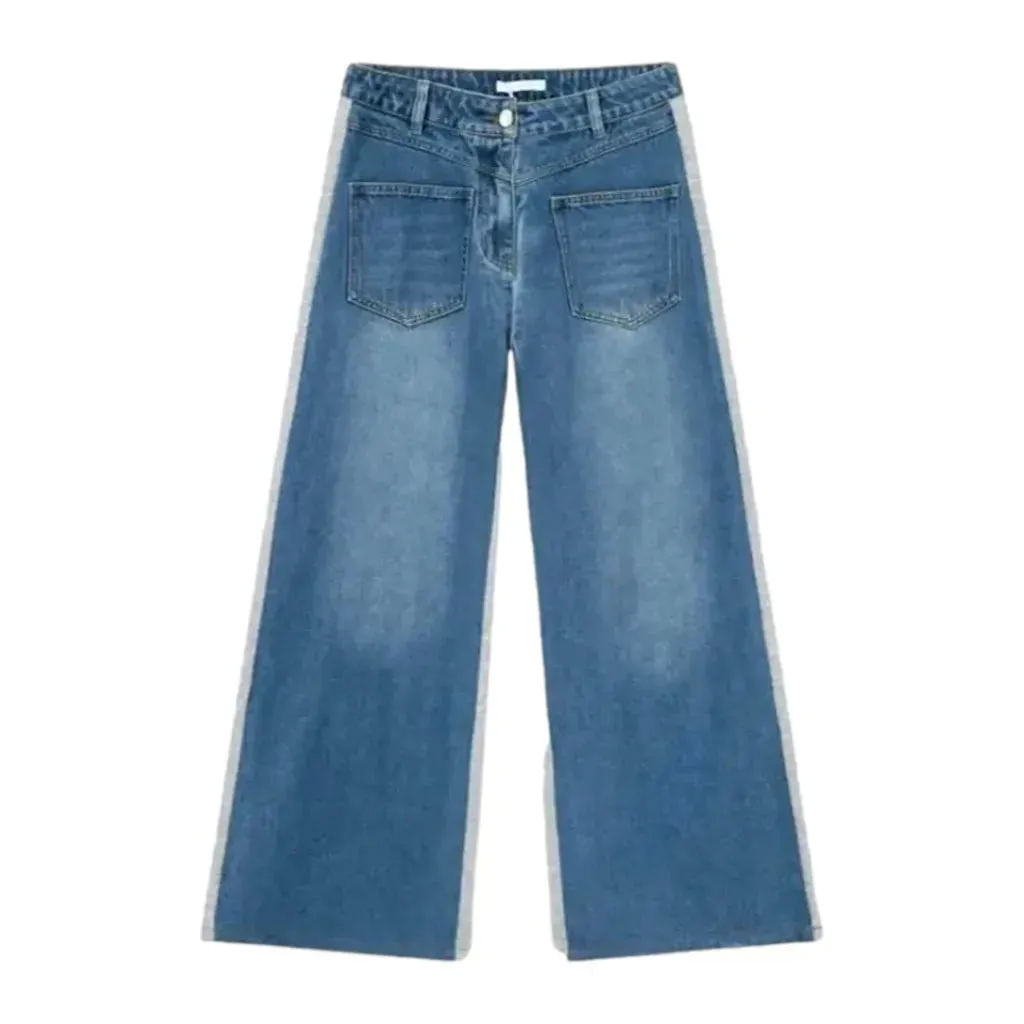 Mid rise sanded baggy men's jeans