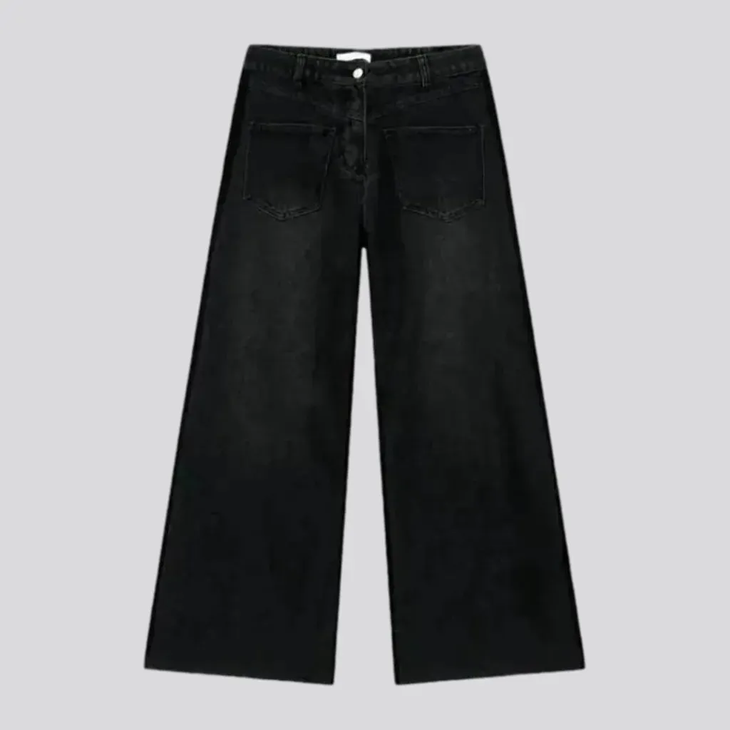 Mid rise sanded baggy men's jeans
