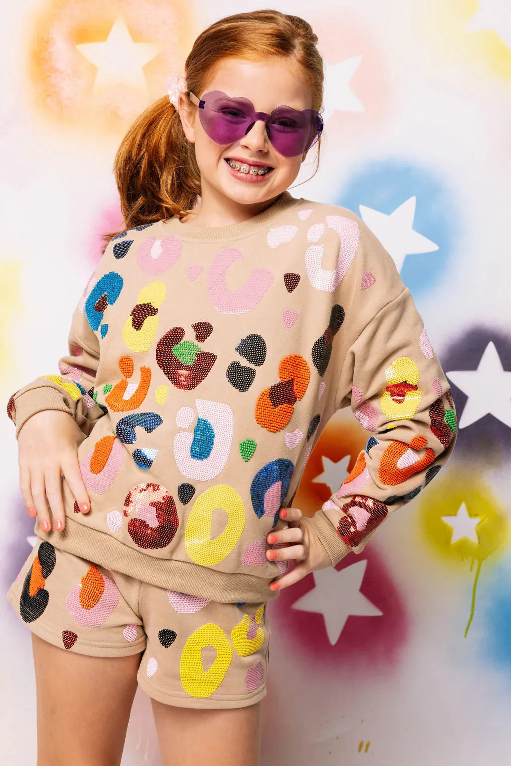 Multi Leopard Sweatshirt- Tan