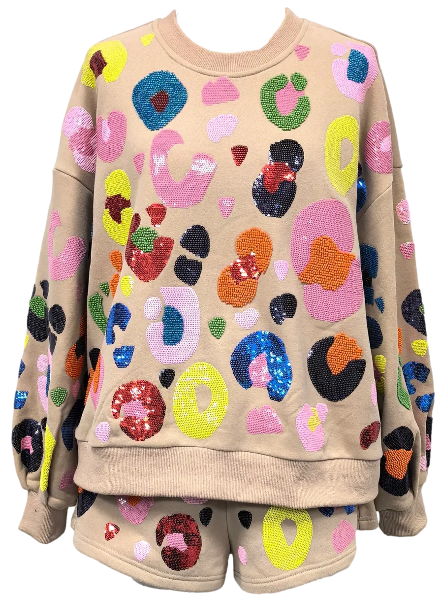 Multi Leopard Sweatshirt- Tan