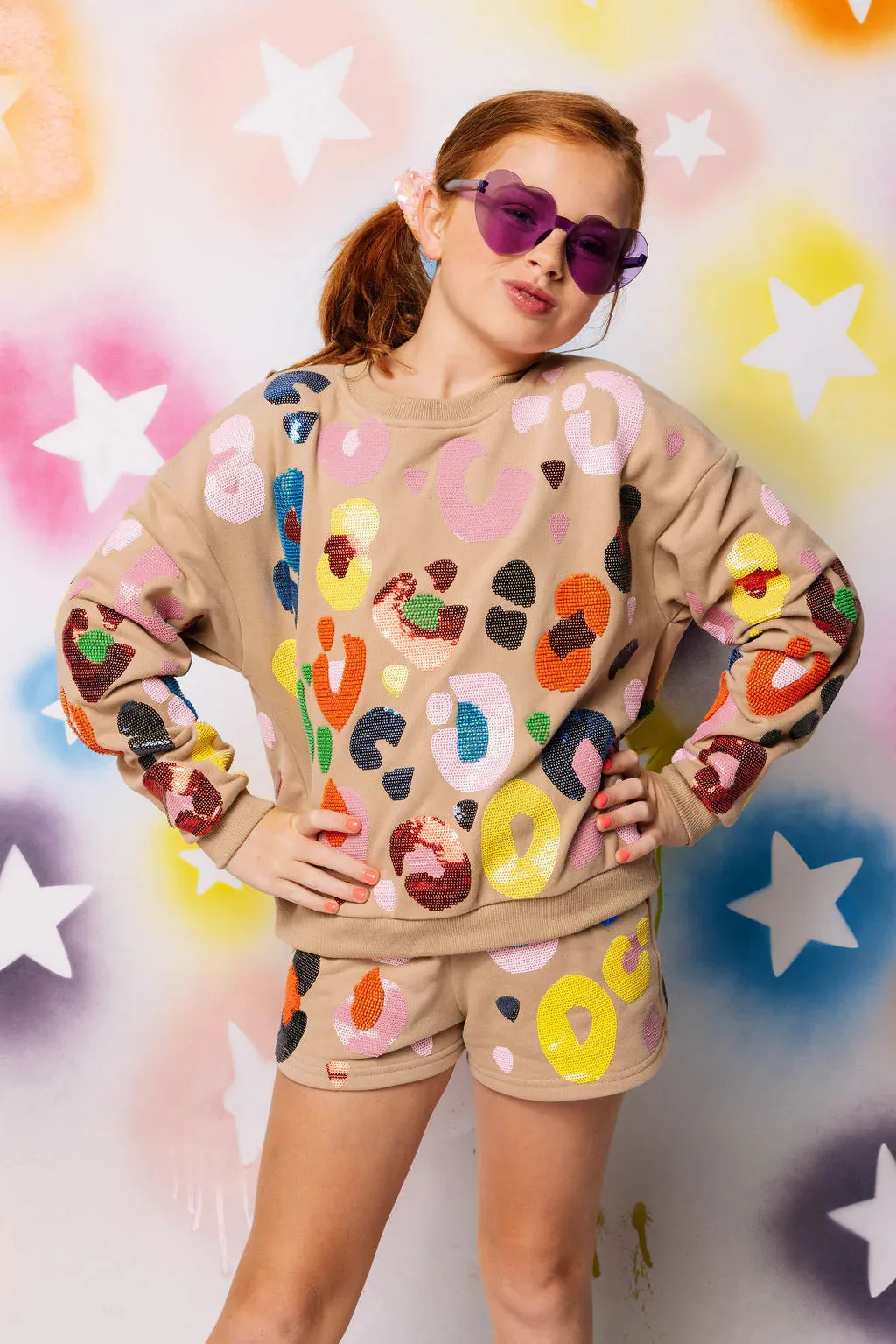 Multi Leopard Sweatshirt- Tan