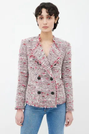 Multicolor Woven Tweed Fringe Jacket