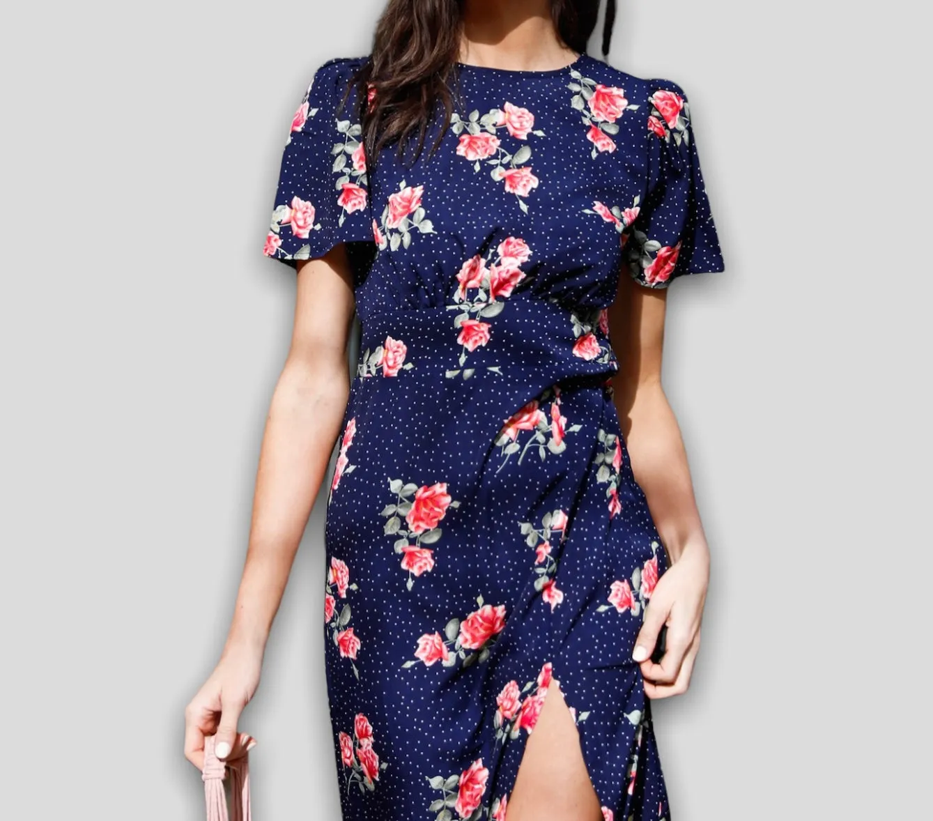 Navy Floral Polka Dot Dress