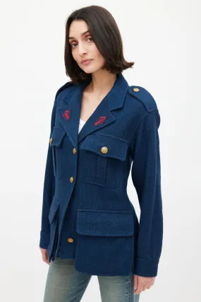 Navy Wool Bellow Pocket Military Jacket