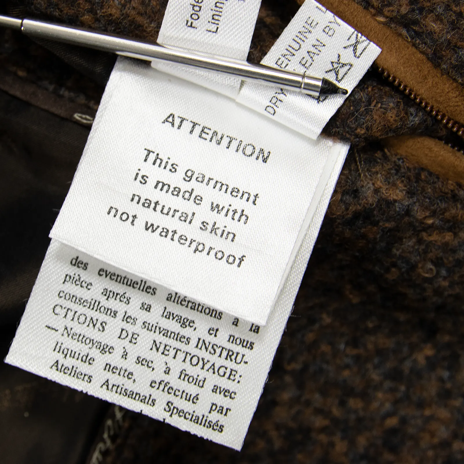 NWT Schiatti Brown Grey Melange Cashmere Alpaca Flannel Suede Details Jacket