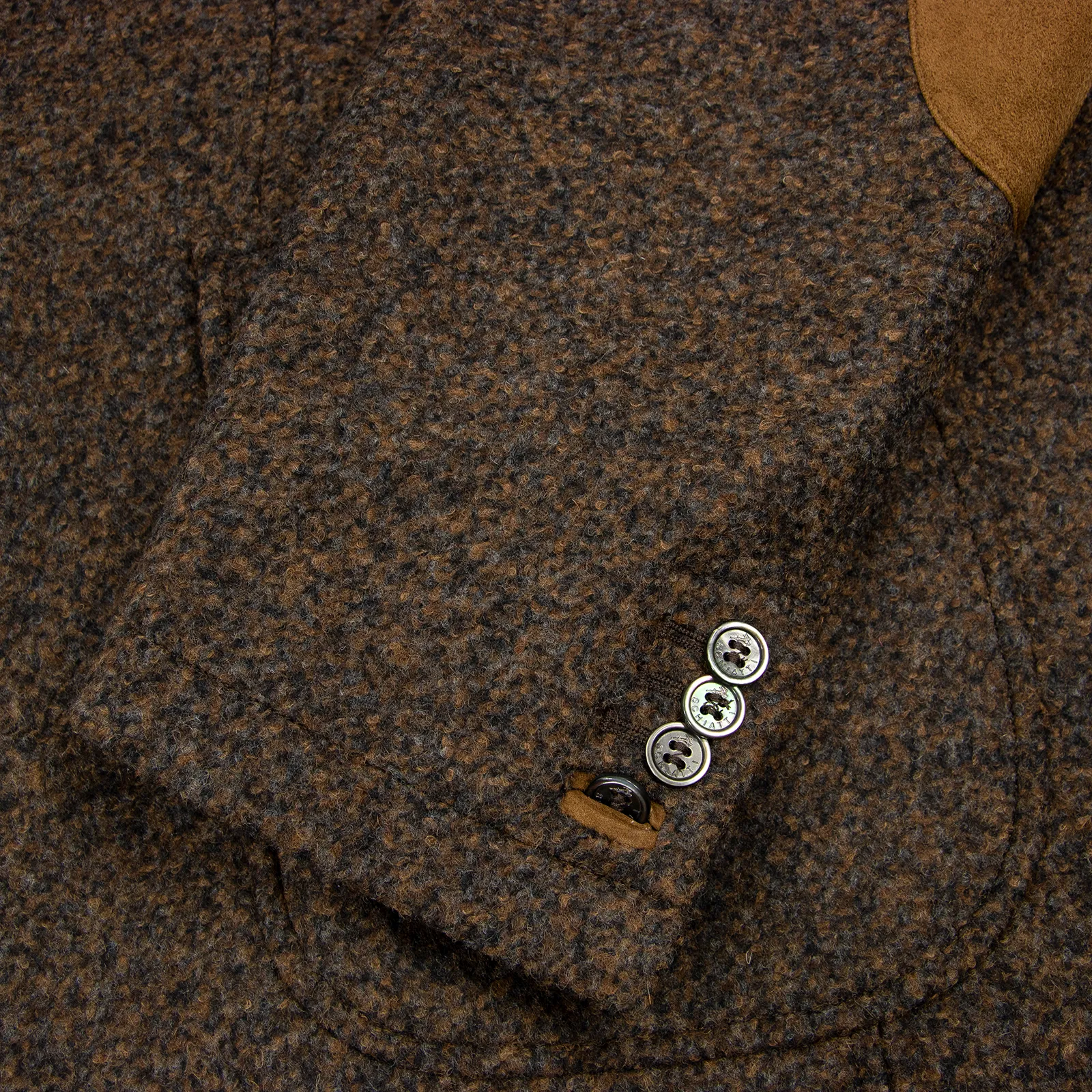 NWT Schiatti Brown Grey Melange Cashmere Alpaca Flannel Suede Details Jacket