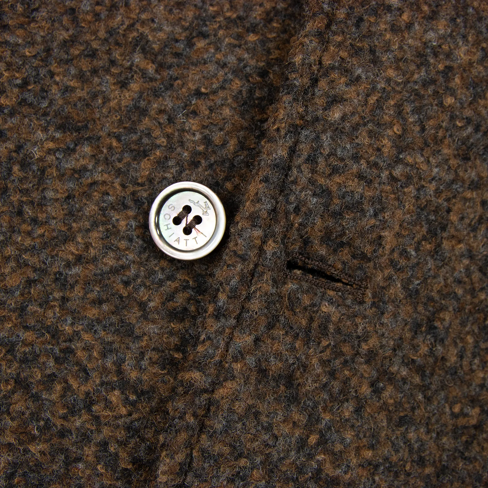 NWT Schiatti Brown Grey Melange Cashmere Alpaca Flannel Suede Details Jacket