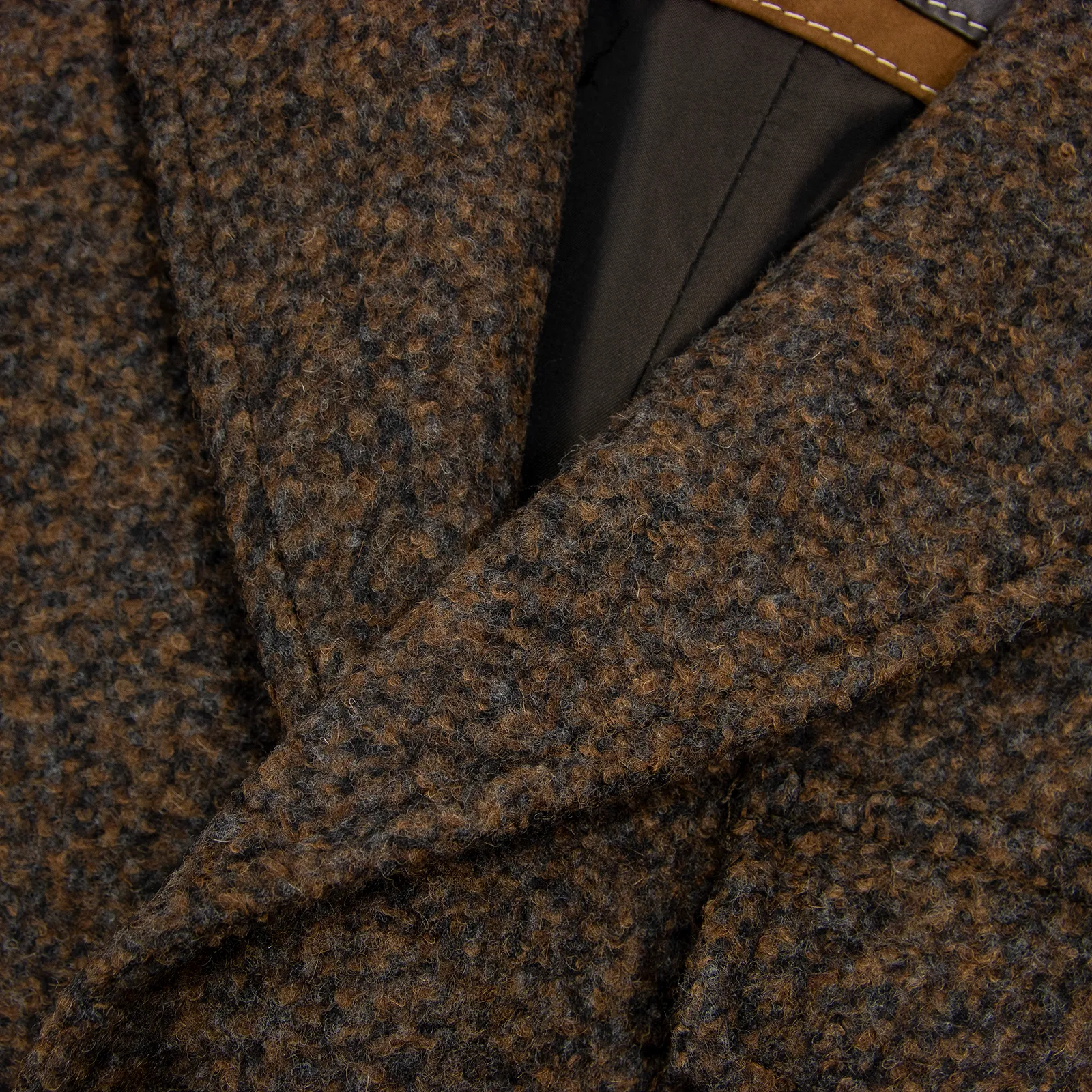 NWT Schiatti Brown Grey Melange Cashmere Alpaca Flannel Suede Details Jacket