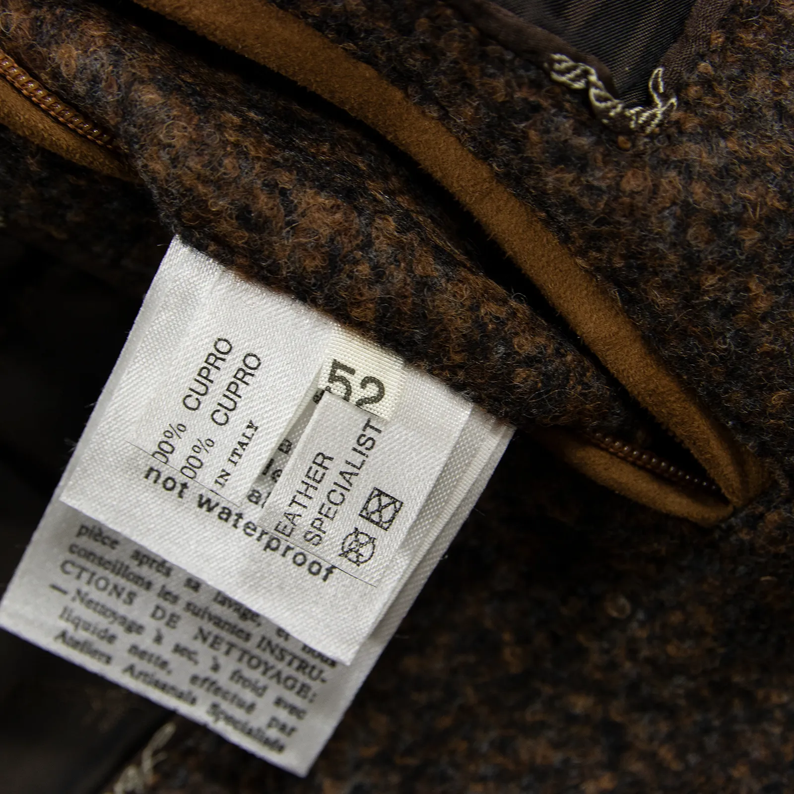 NWT Schiatti Brown Grey Melange Cashmere Alpaca Flannel Suede Details Jacket