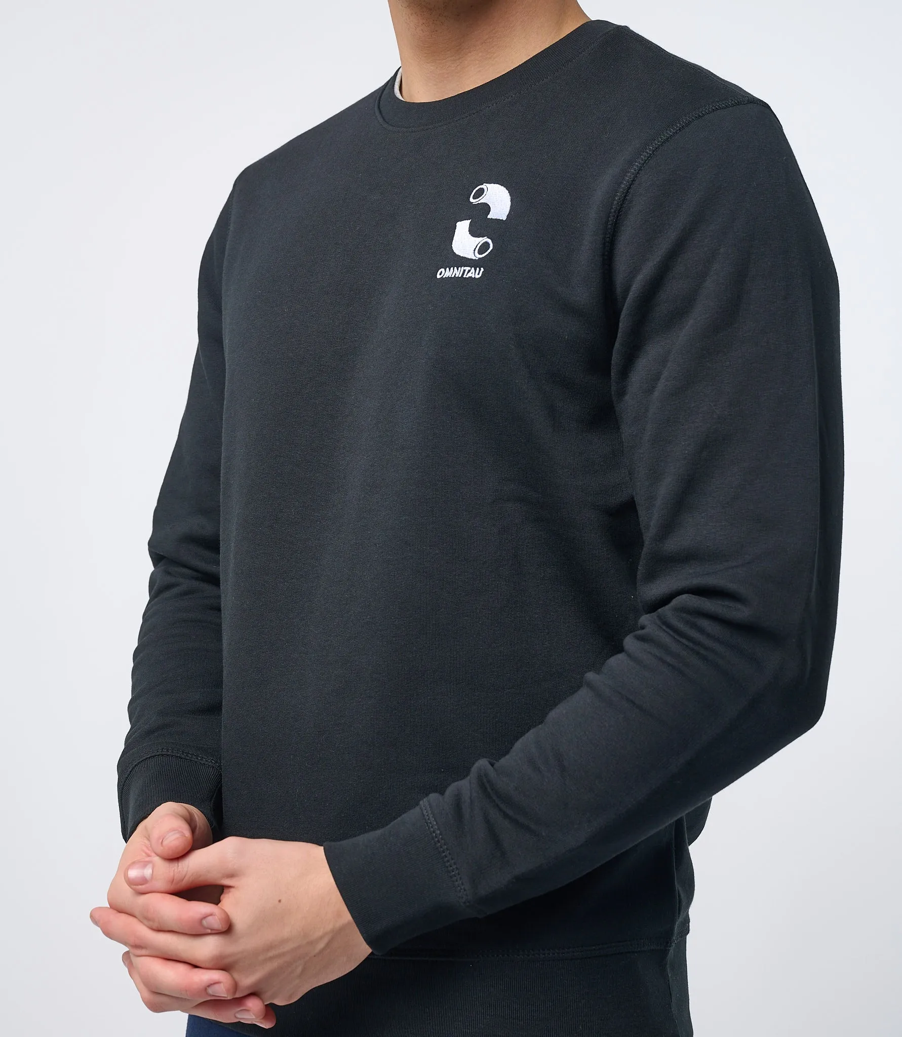 Omnitau Men's Classics Organic Cotton Crew Neck Sweatshirt - Black