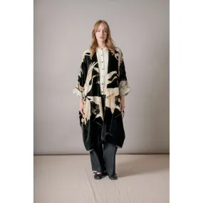 One Hundred Stars Stork Black Velvet Grande Kimono