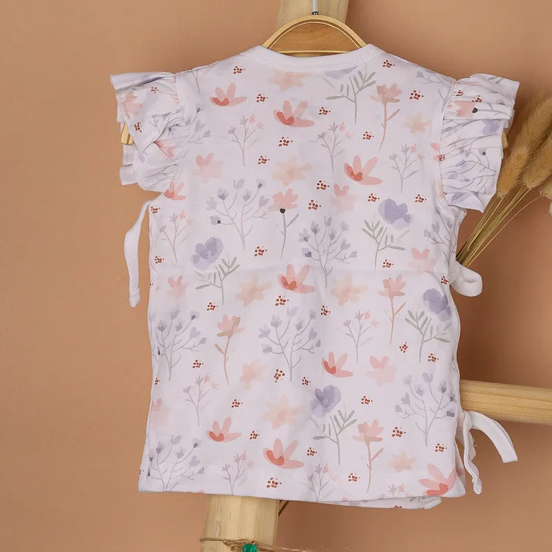 Organic Cotton Kimono Top For Baby Girl | Front Open Blossom | Pink