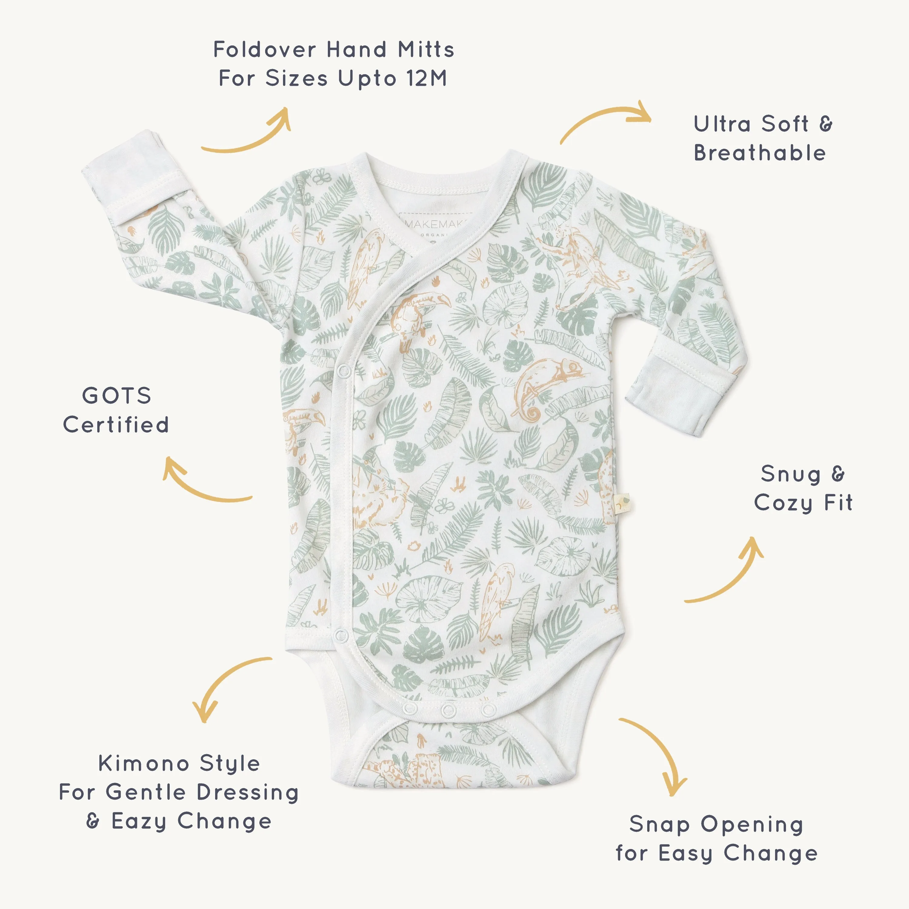 Organic Kimono Onesie - Wild Safari