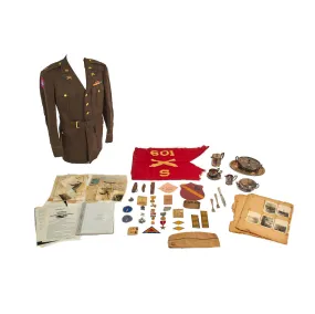 Original U.S. WWII Extensive 601st Field Artillery Grouping For Captain Alvin Curtis Powers Featuring Interview/Biography and Captured German Silverware