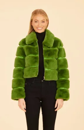 Paneled Faux Fur Vegan Leather Cropped Jacket
