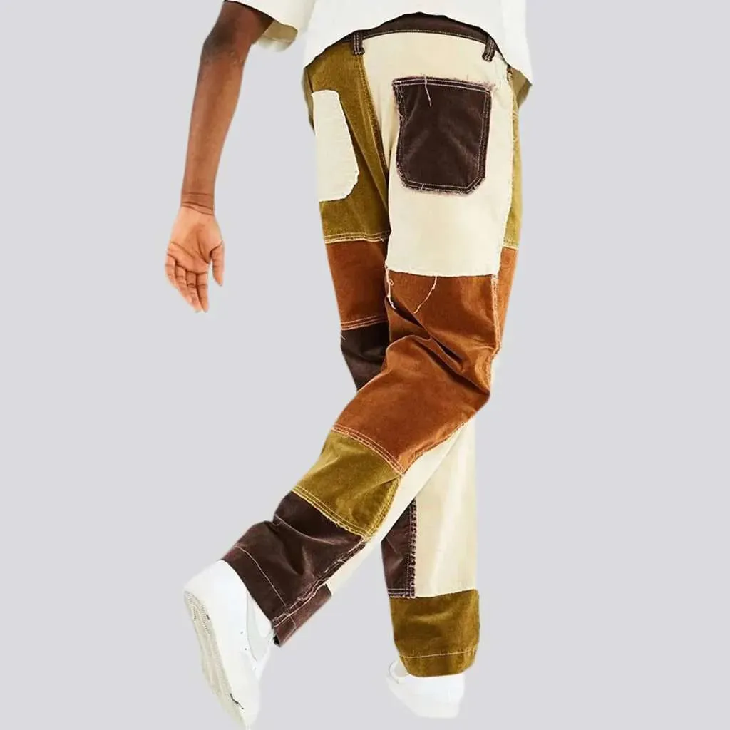 Patchwork men's loose jeans