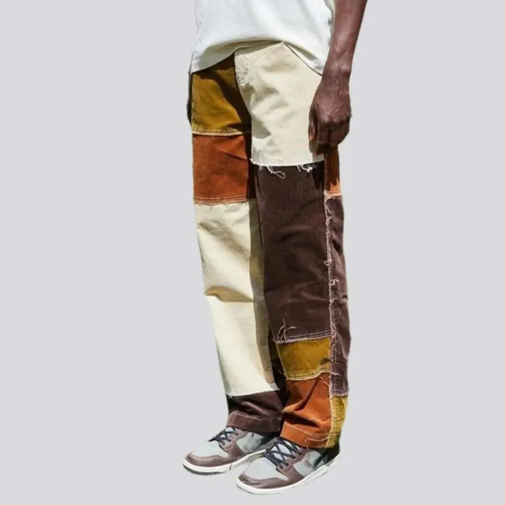 Patchwork men's loose jeans