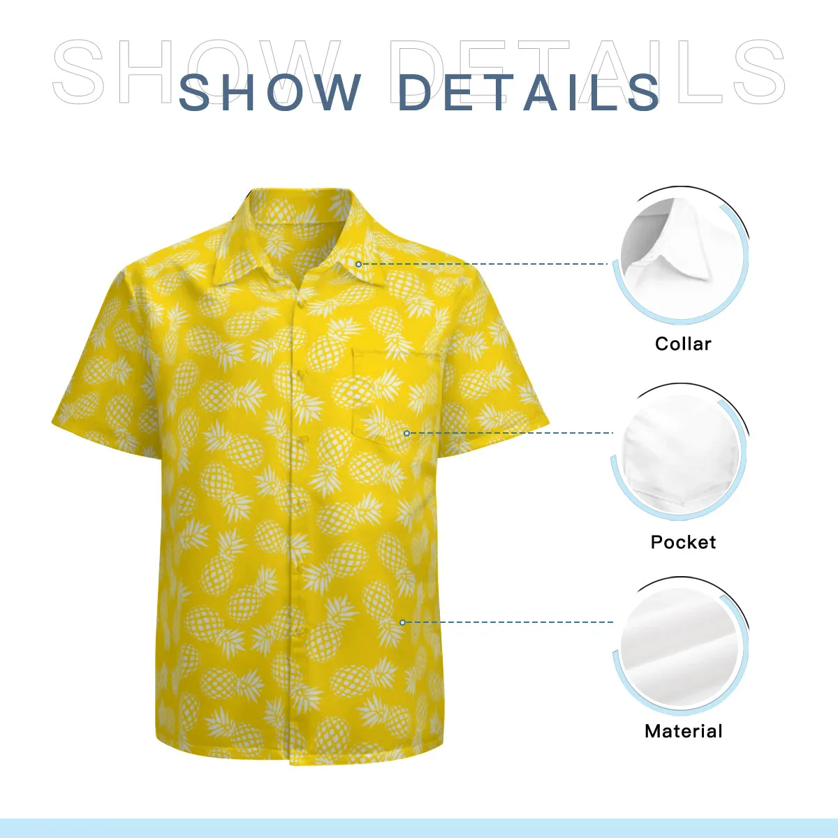 Pineapple Shirt Men, Hawaiian Shirt Men, Tropical Shirt Men, Neon Yellow Shirt Men, Pineapple Top men, Spring Summer Top Men, Neon Shirt Men