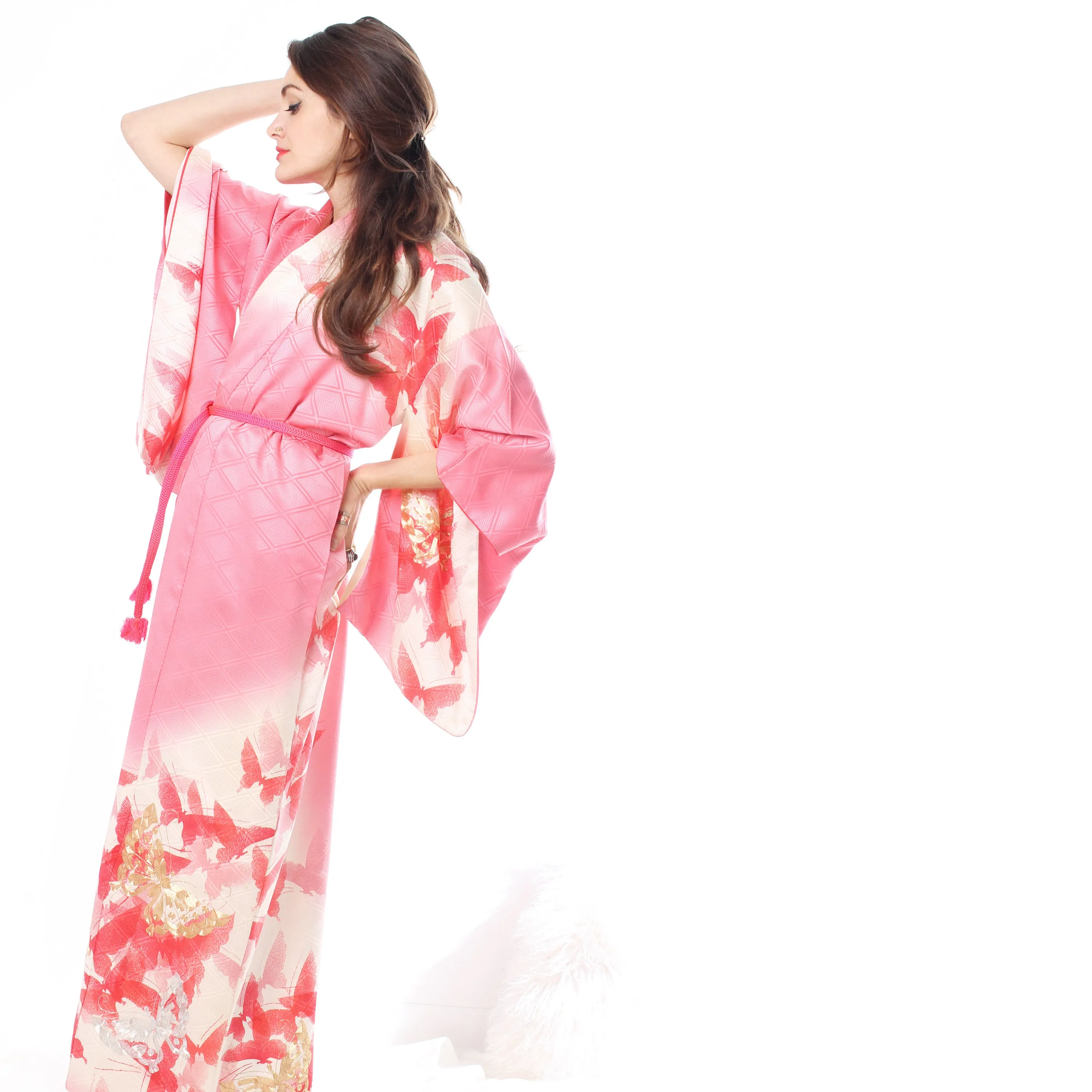 Pink Butterfly Kimono