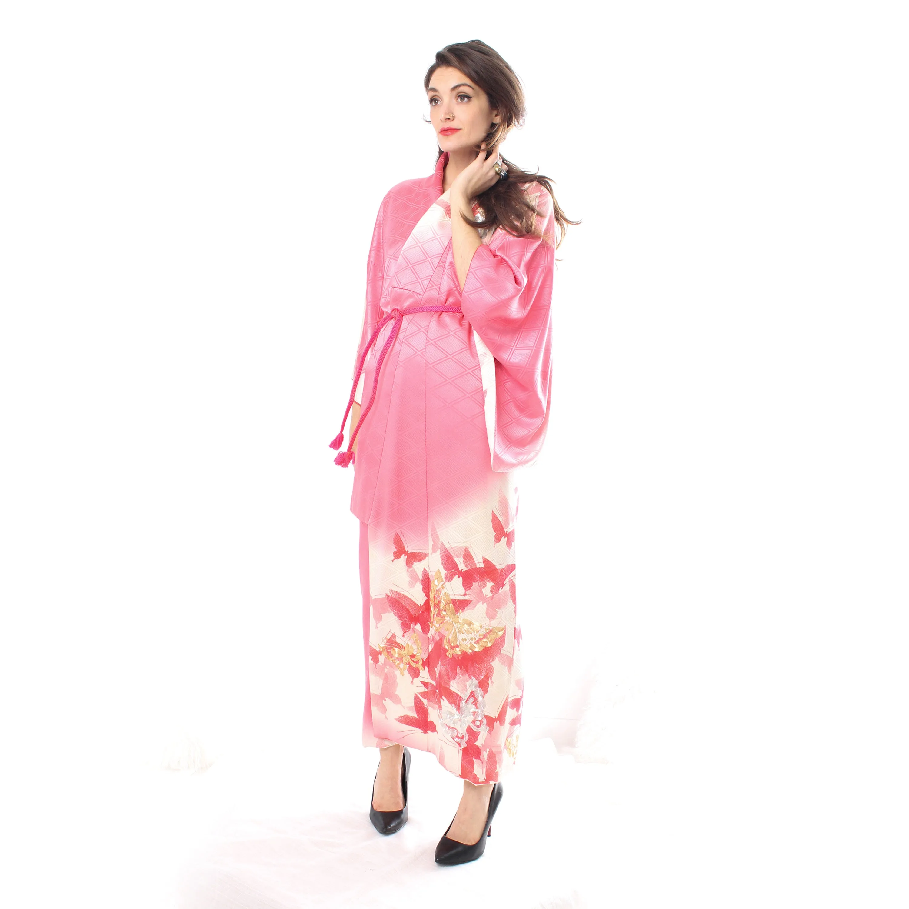 Pink Butterfly Kimono