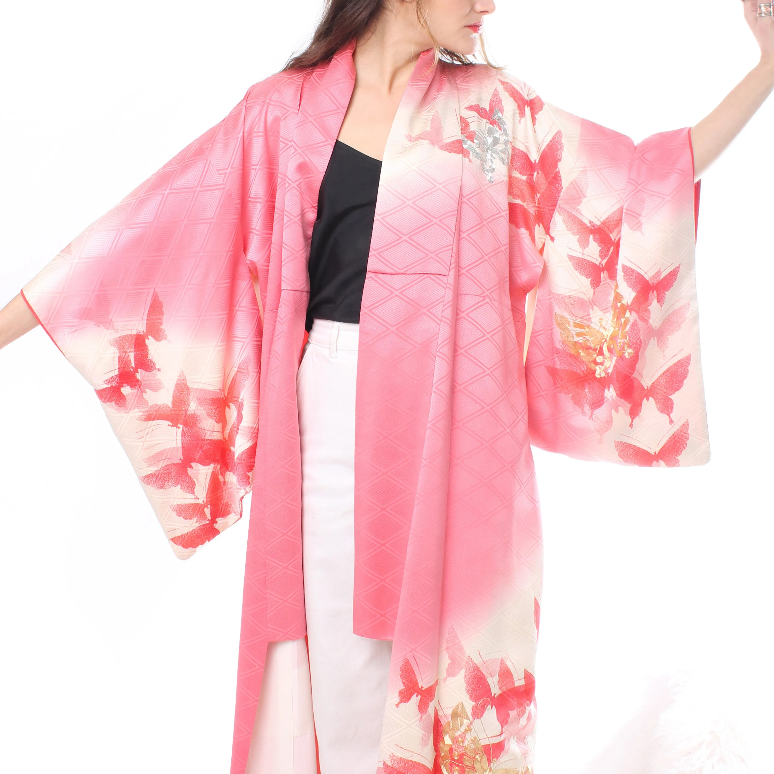 Pink Butterfly Kimono