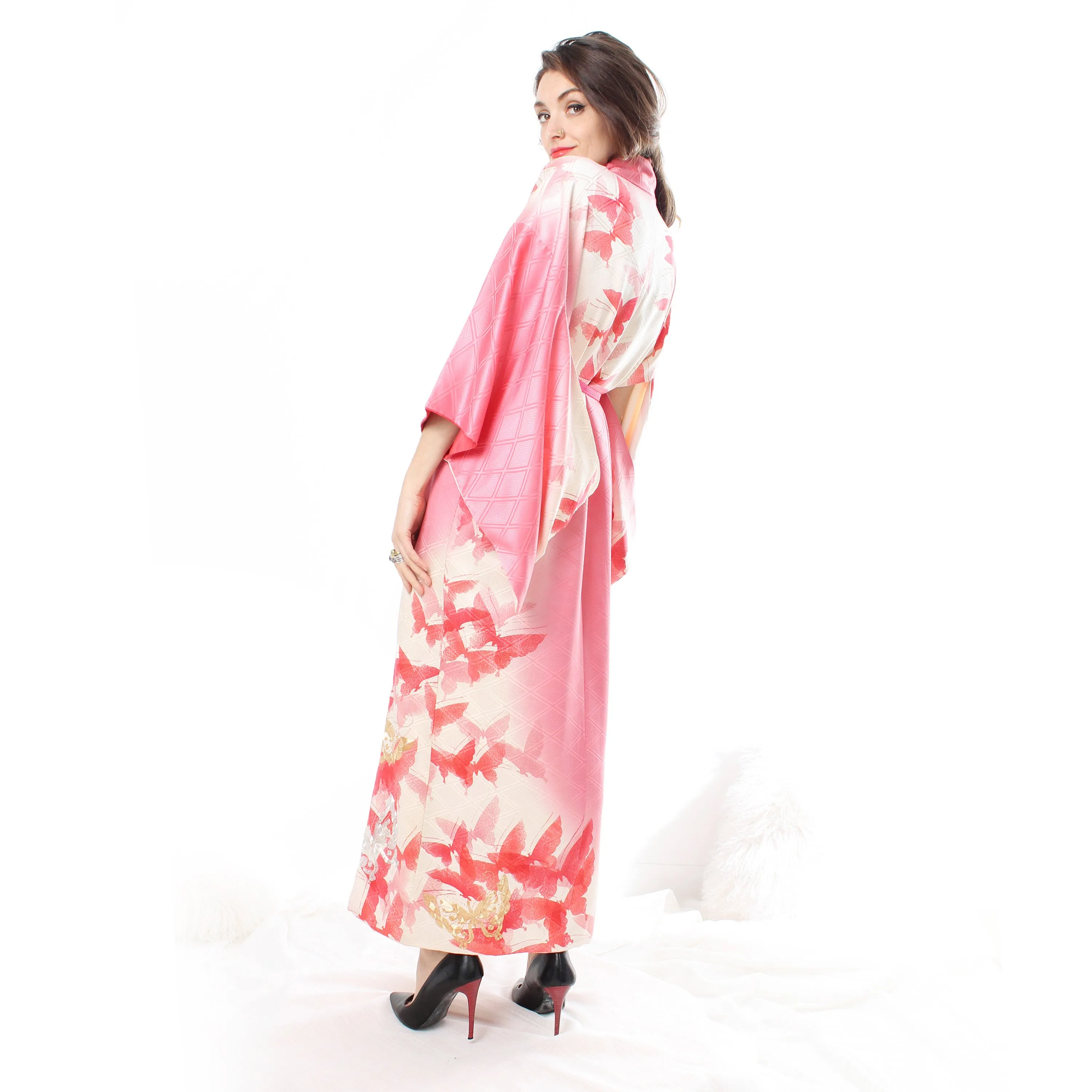 Pink Butterfly Kimono