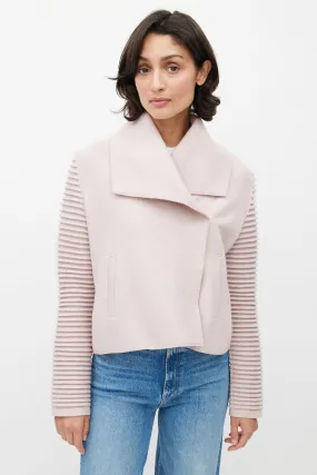 Pink Ribbed Double Breasted Jacket