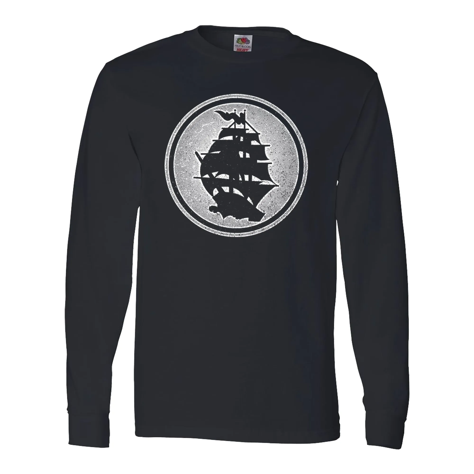 Pirates Press  - Circle Logo - White On Black - Long Sleeve