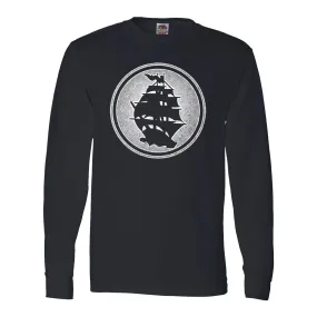 Pirates Press  - Circle Logo - White On Black - Long Sleeve