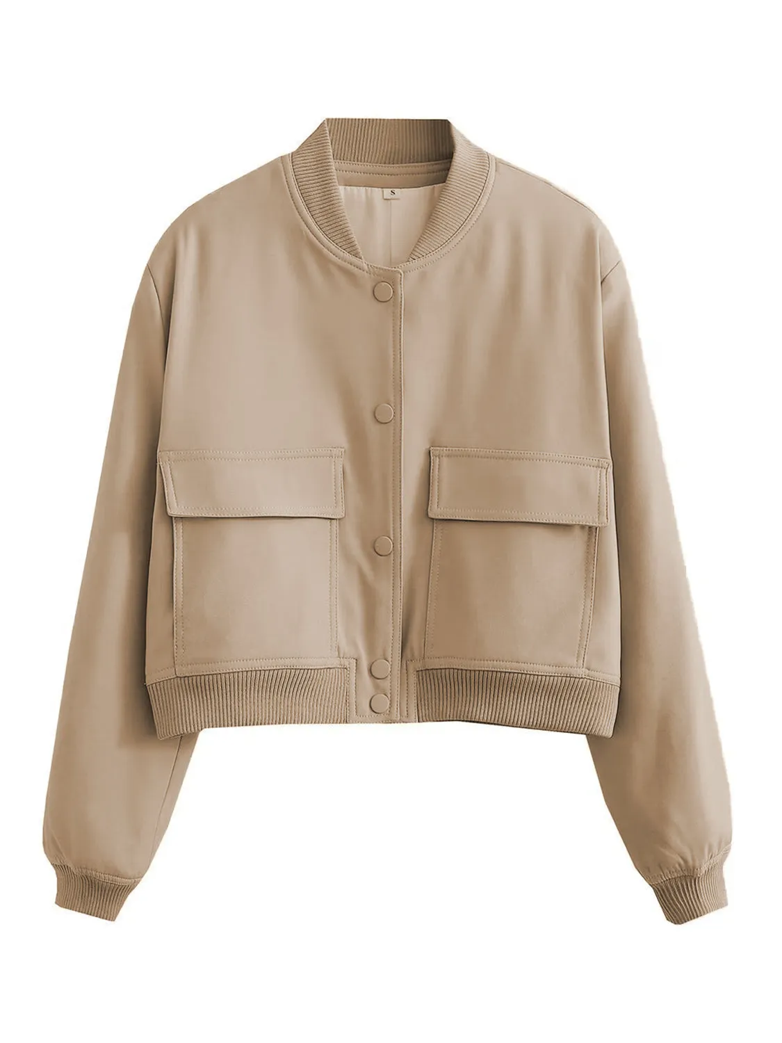 Pocketed Snap Down Baseball Collar Jacket