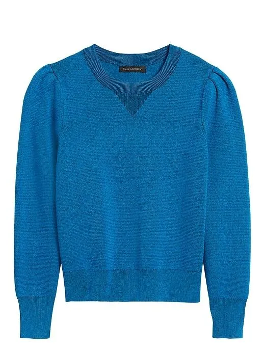 Puff-Sleeve Sweater Top in New Year New Blue