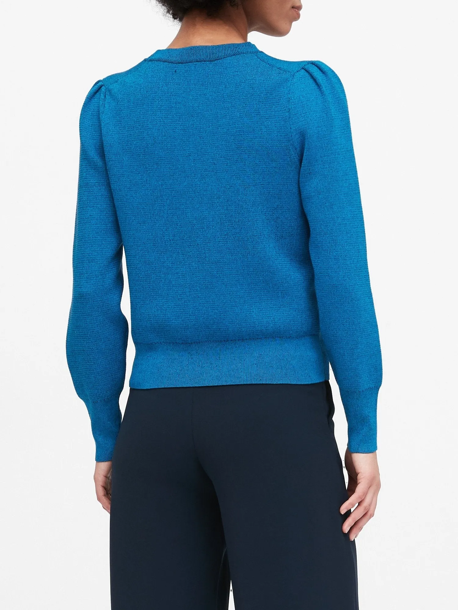 Puff-Sleeve Sweater Top in New Year New Blue