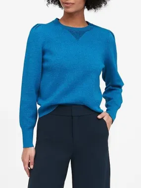 Puff-Sleeve Sweater Top in New Year New Blue