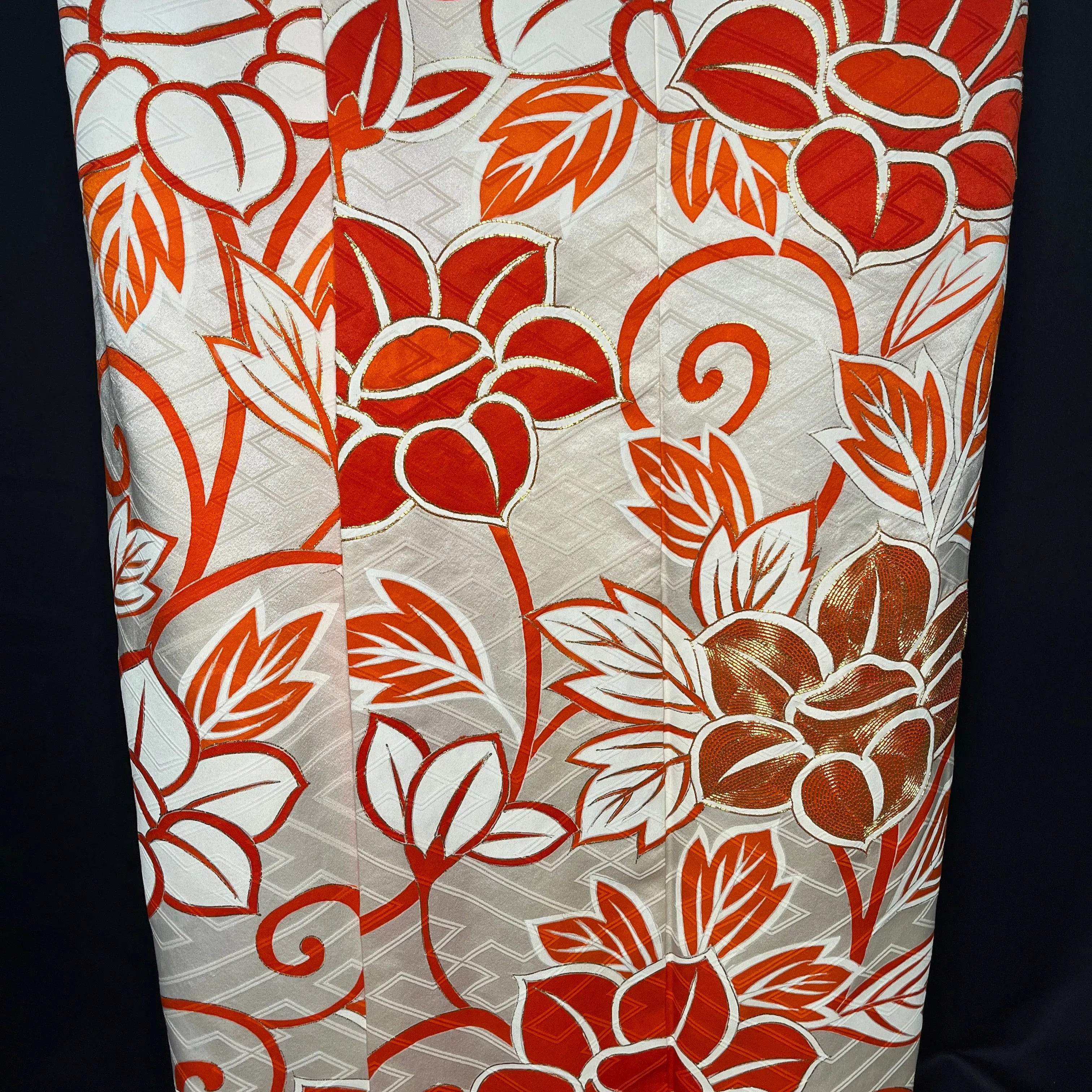 "Orange Floral" Vintage Furisode Kimono
